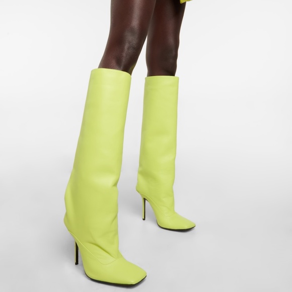 The Attico Sienna Knee High Heel Boots Lime EU 36 US 6 NEW Leather - Picture 1 of 17